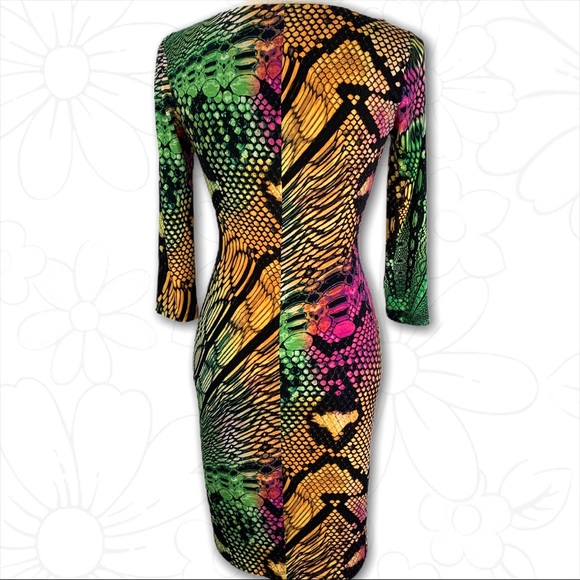 Boston Proper Reptile Print Bodycon Dress - Sz 2 - Picture 4 of 16